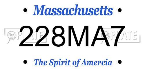 228MA7 Massachusetts License Plate