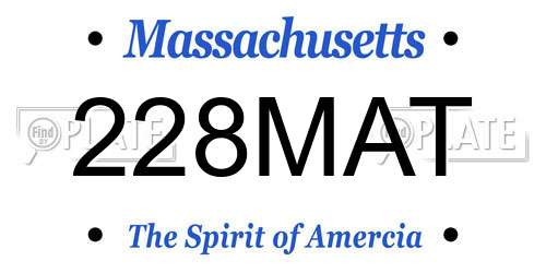 228MAT Massachusetts License Plate