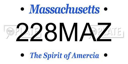 228MAZ Massachusetts License Plate