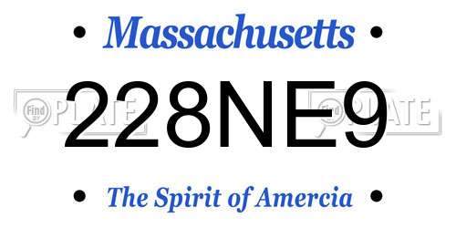 228NE9 Massachusetts License Plate