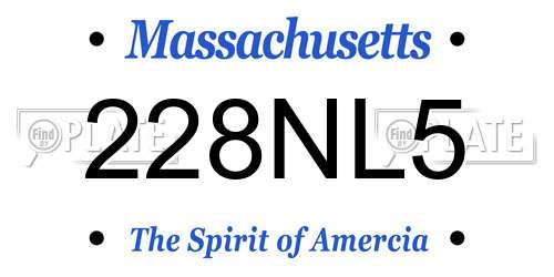228NL5 Massachusetts License Plate