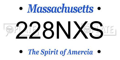 228NXS Massachusetts License Plate