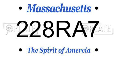 228RA7 Massachusetts License Plate