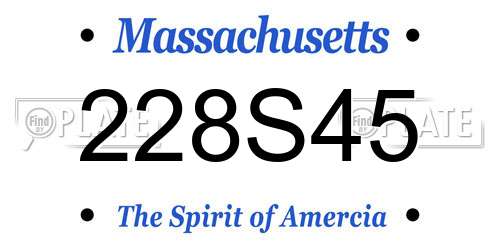 228S45 Massachusetts License Plate