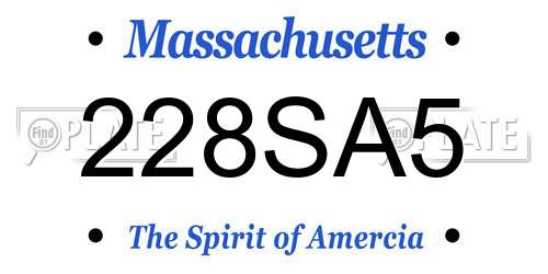228SA5 Massachusetts License Plate