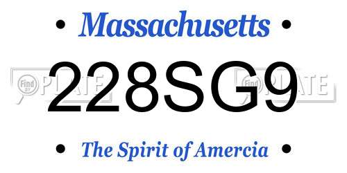 228SG9 Massachusetts License Plate