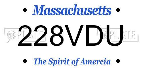 228VDU Massachusetts License Plate