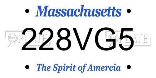 228VG5 Massachusetts License Plate
