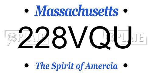 228VQU Massachusetts License Plate