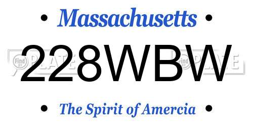 228WBW Massachusetts License Plate