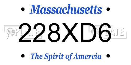 228XD6 Massachusetts License Plate