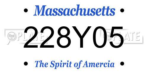 228Y05 Massachusetts License Plate