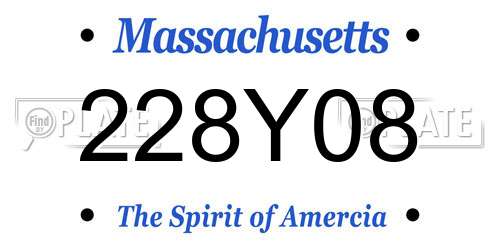 228Y08 Massachusetts License Plate