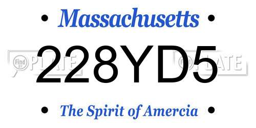 228YD5 Massachusetts License Plate