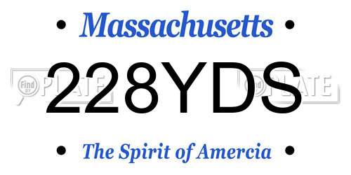 228YDS Massachusetts License Plate