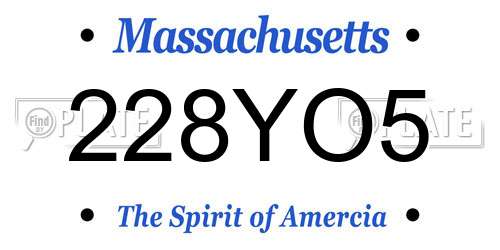 228YO5 Massachusetts License Plate