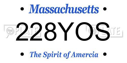 228YOS Massachusetts License Plate