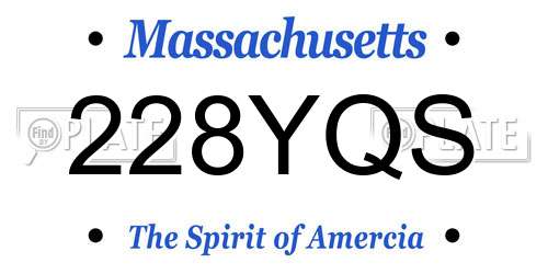 228YQS Massachusetts License Plate