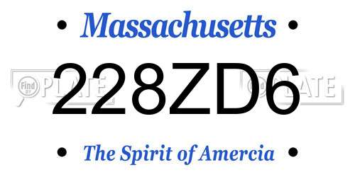 228ZD6 Massachusetts License Plate