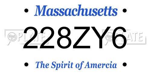 228ZY6 Massachusetts License Plate