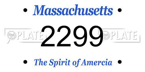 2299 Massachusetts License Plate