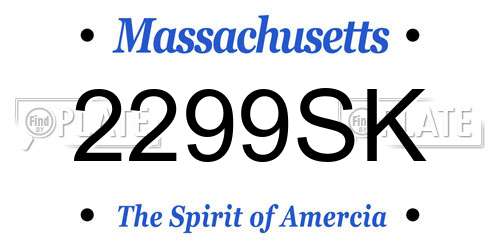 2299SK Massachusetts License Plate