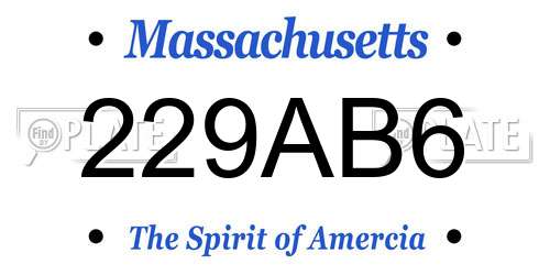 229AB6 Massachusetts License Plate