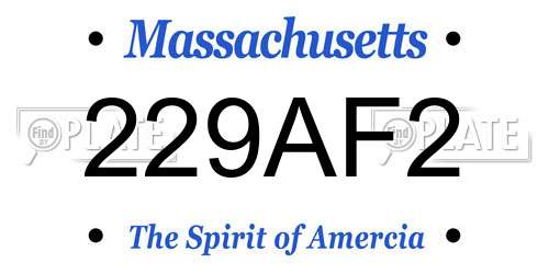 229AF2 Massachusetts License Plate