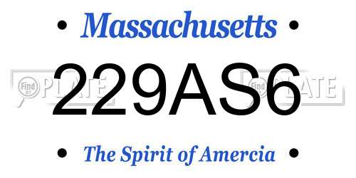 229AS6 Massachusetts License Plate
