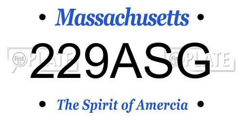 229ASG Massachusetts License Plate