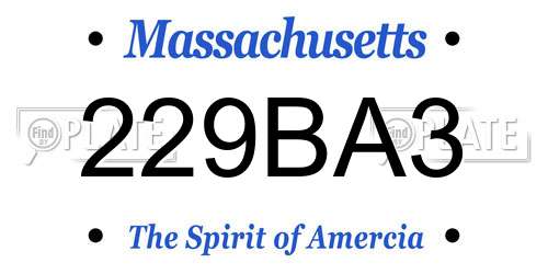 229BA3 Massachusetts License Plate