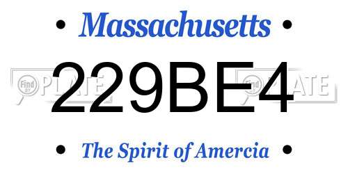 229BE4 Massachusetts License Plate
