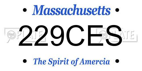 229CES Massachusetts License Plate