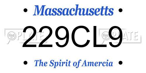 229CL9 Massachusetts License Plate
