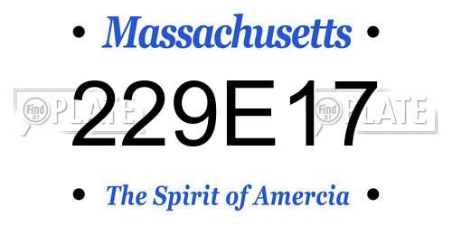 229E17 Massachusetts License Plate