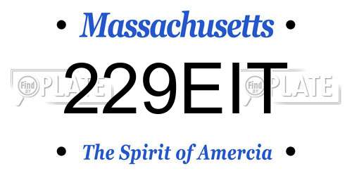 229EIT Massachusetts License Plate