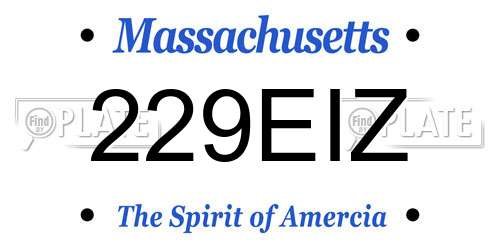 229EIZ Massachusetts License Plate