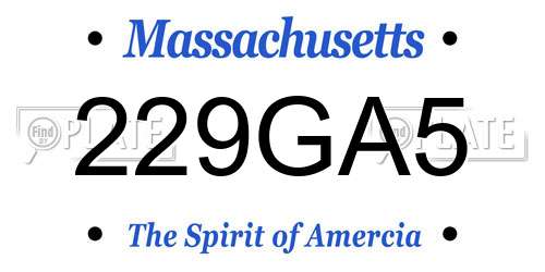 229GA5 Massachusetts License Plate