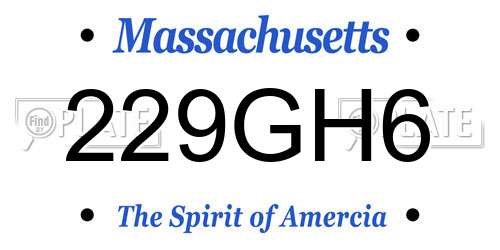 229GH6 Massachusetts License Plate