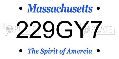 229GY7 Massachusetts License Plate