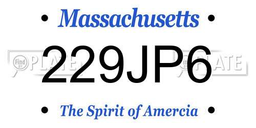 229JP6 Massachusetts License Plate