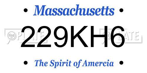 229KH6 Massachusetts License Plate
