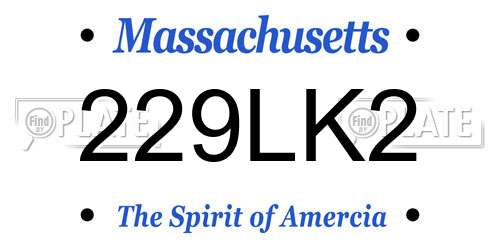 229LK2 Massachusetts License Plate