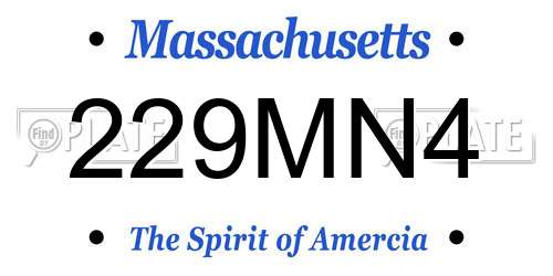 229MN4 Massachusetts License Plate