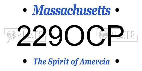 229OCP Massachusetts License Plate