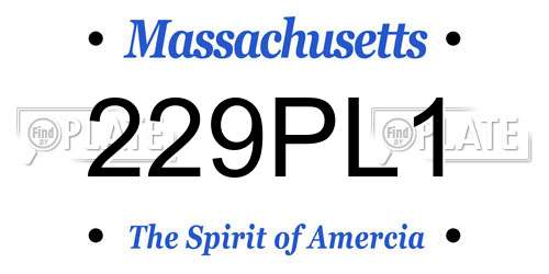 229PL1 Massachusetts License Plate