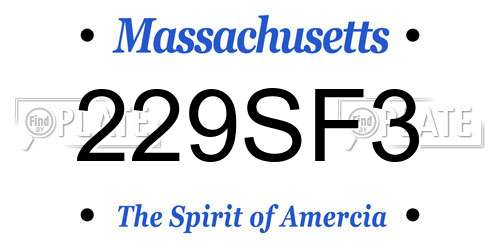 229SF3 Massachusetts License Plate