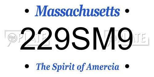 229SM9 Massachusetts License Plate