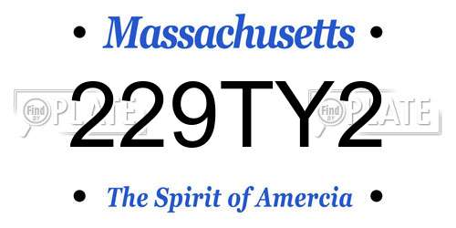 229TY2 Massachusetts License Plate
