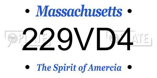229VD4 Massachusetts License Plate